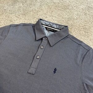 7 Diamonds Polo Shirt Men M Gray Geometric Pattern Casual‎ Stretch Golf Top